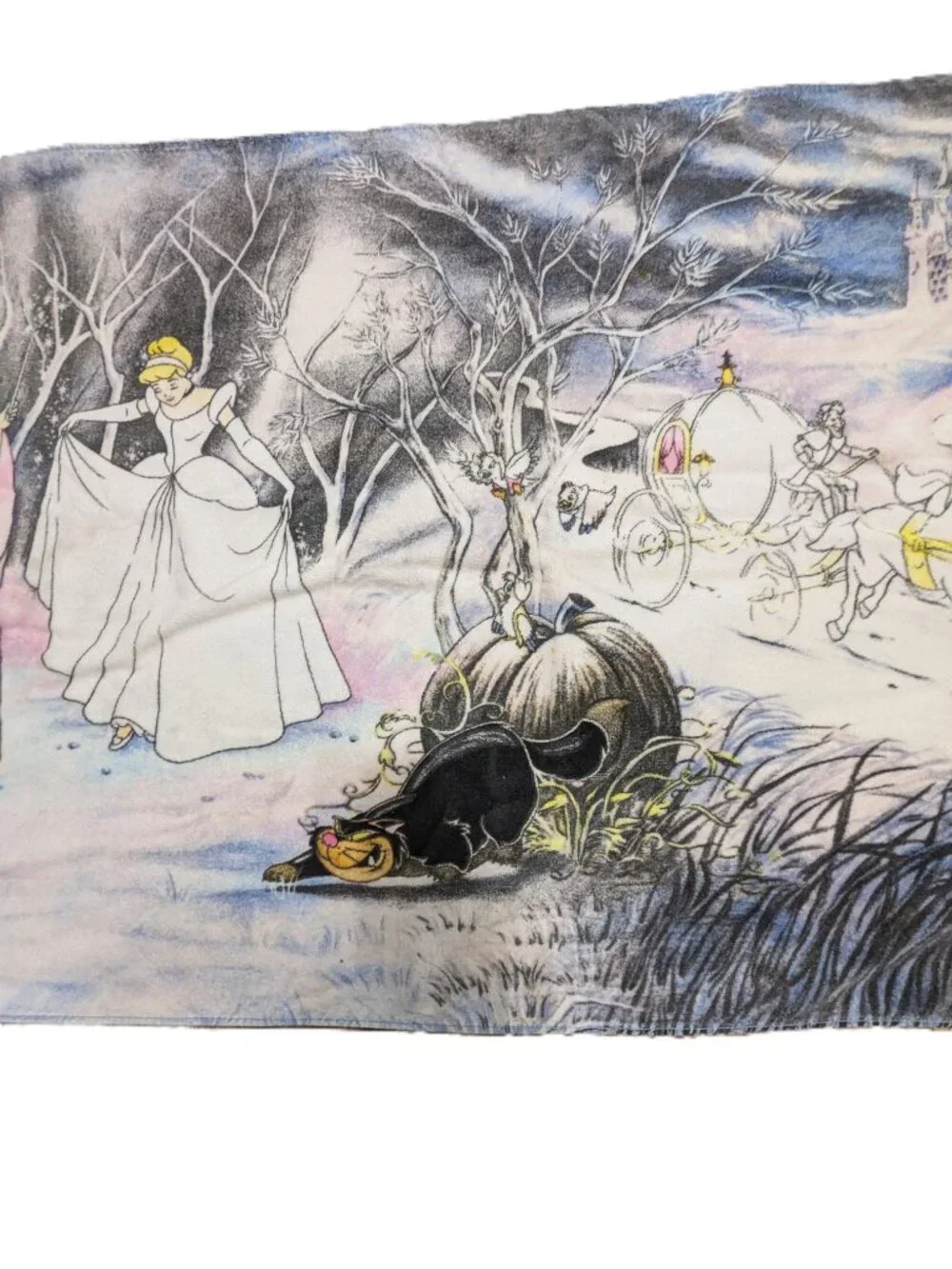 Disney Cinderella Fairy Godmother Beach Towel 90s RARE Dress Scene Flaws